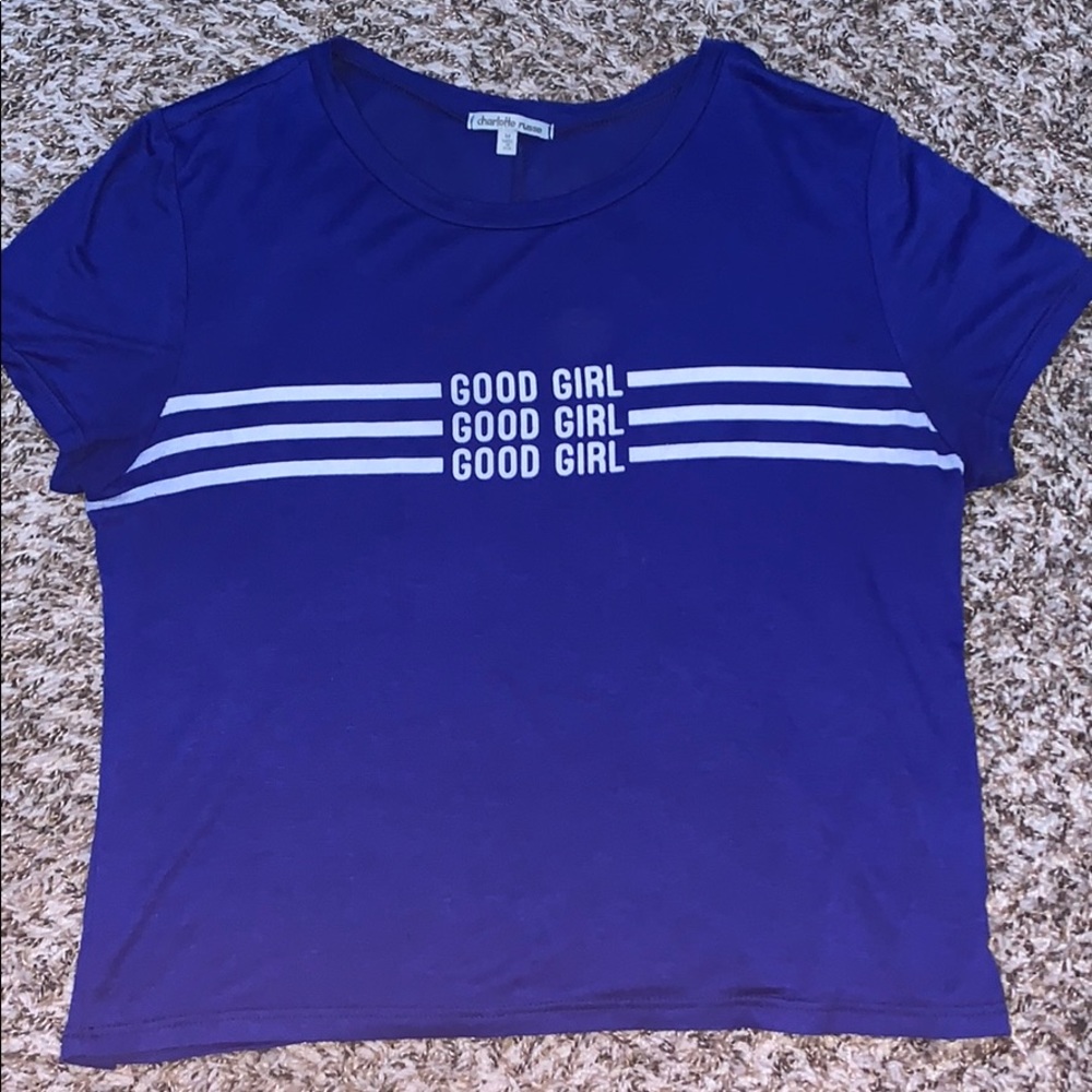 Blue Charlotte Russe good girl stripped shirt